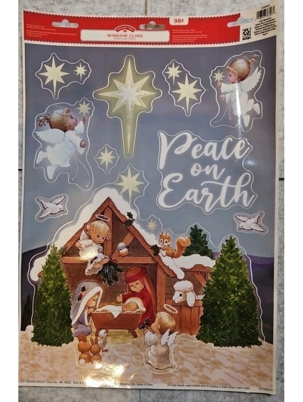 Vintage Christmas House 9 ct Glitter Clings Gingerbread